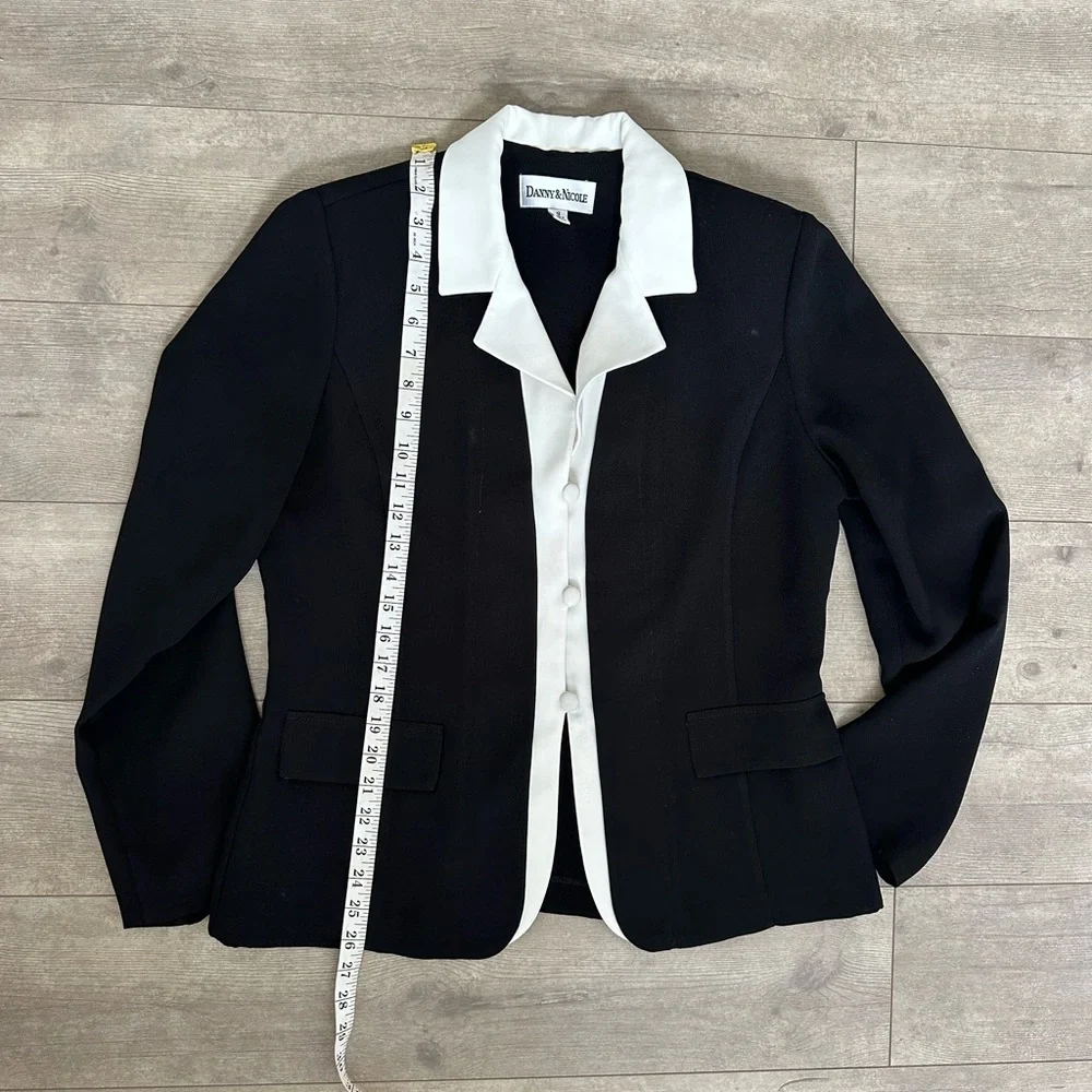 Danny & Nicole Shoulder Pad Black White Blazer Suit Jacket Women’s 12